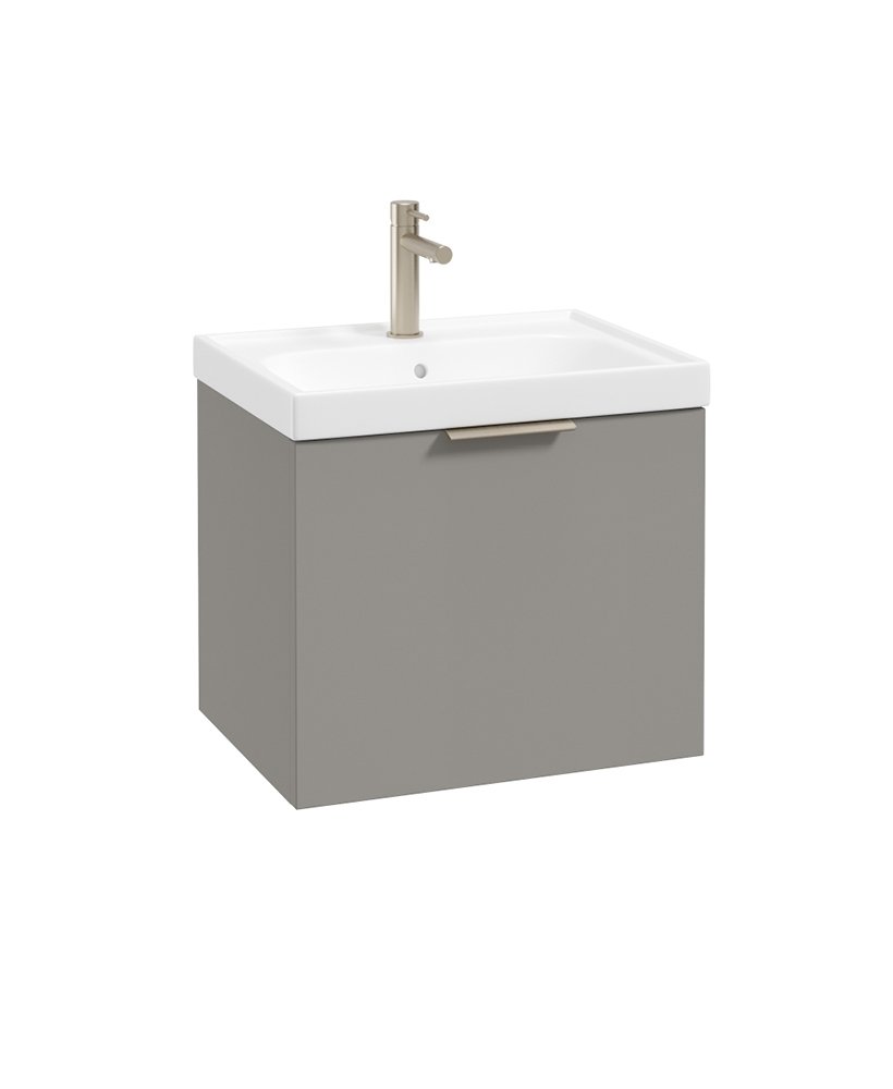 STOCKHOLM WALL HUNG 50CM SINGLE DRAWER VANITY UNIT MATT KHAKI - BRUSHED NICKEL HANDLE