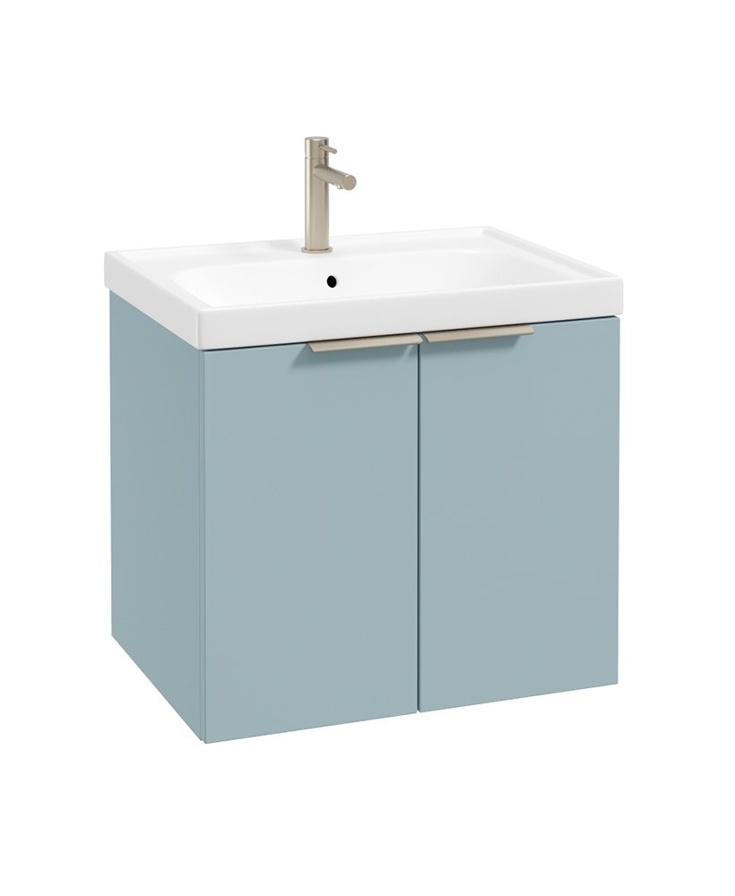 STOCKHOLM WALL HUNG 60CM TWO DOOR VANITY UNIT MATT MORNING SKY BLUE- BRUSHED NICKEL HANDLE