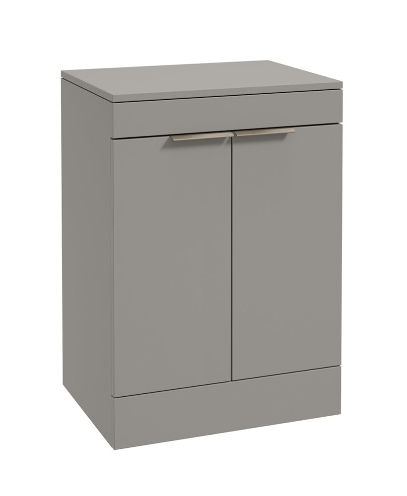 STOCKHOLM FLOORSTANDING 60CM TWO DOOR COUNTERTOP VANITY UNIT MATT KHAKI - BRUSHED NICKEL HANDLE