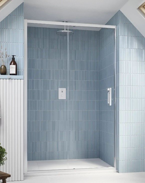 FLAIR BABY ILI SLIDER DOOR 1200MM SILVER WITH CLEAR GLASS 1800MM HIGH