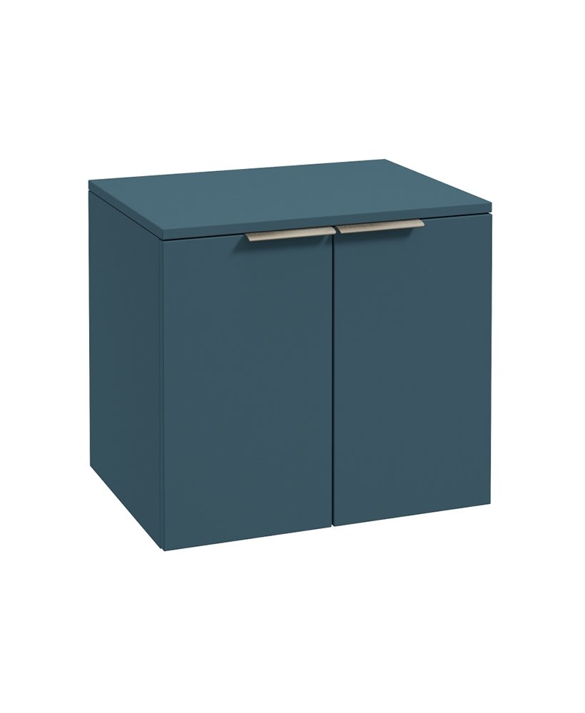 STOCKHOLM WALL HUNG 60CM TWO DOOR COUNTERTOP VANITY UNIT MATT OCEAN BLUE- BRUSHED NICKEL HANDLE
