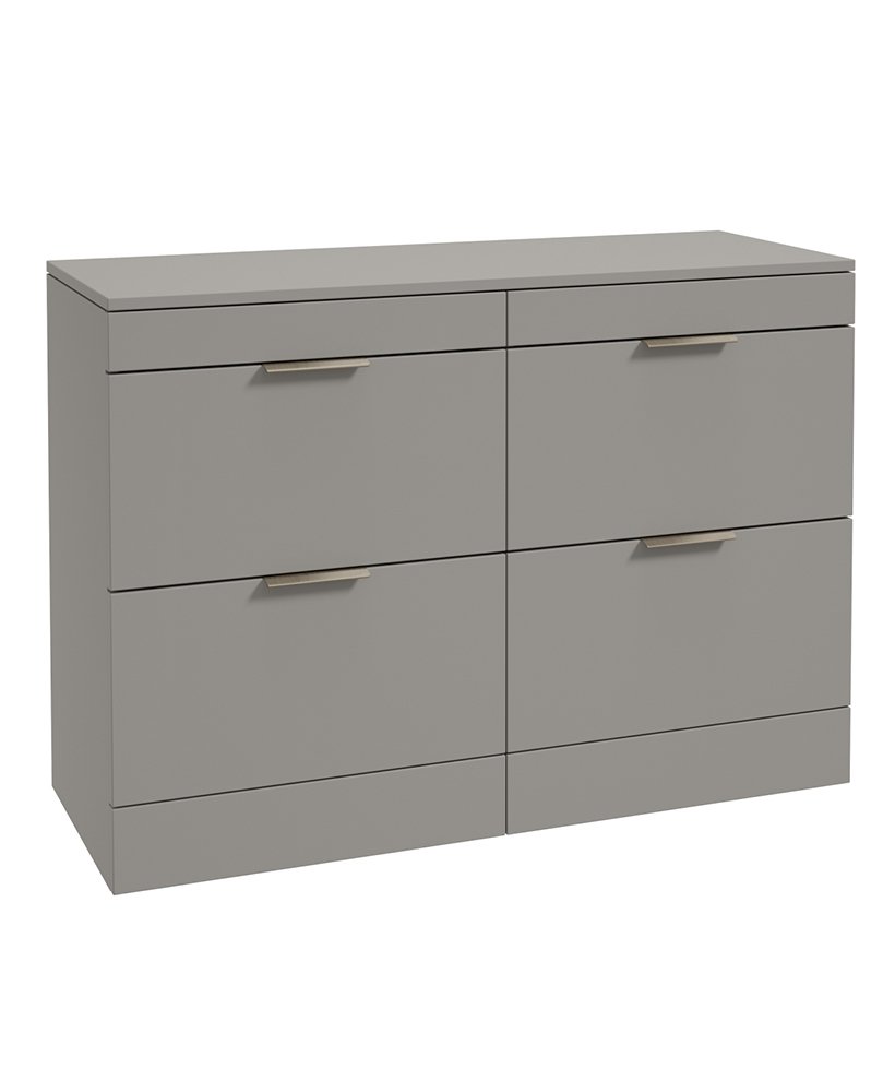 STOCKHOLM FLOORSTANDING 120CM FOUR DRAWER COUNTERTOP VANITY UNIT MATT KHAKI - BRUSHED NICKEL HANDLE